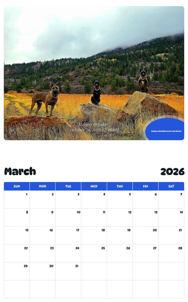 November 2025 - October 2026 Reaper, Hannibal Lecter and Diyoza - Pawidols Pet Calendar
