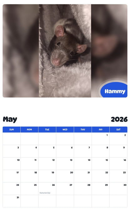 2026 - 2027 Hammy - Pawidols Pet Calendar