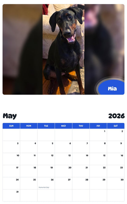 2026 - 2027 Mia - Pawidols Pet Calendar