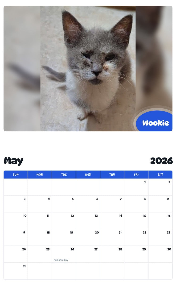 2026 - 2027 Wookie - Pawidols Pet Calendar