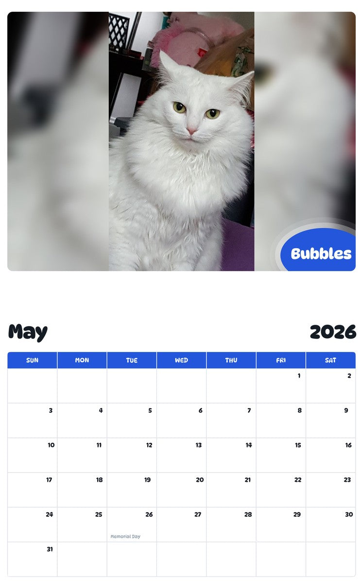 2026 - 2027 Bubbles - Pawidols Pet Calendar