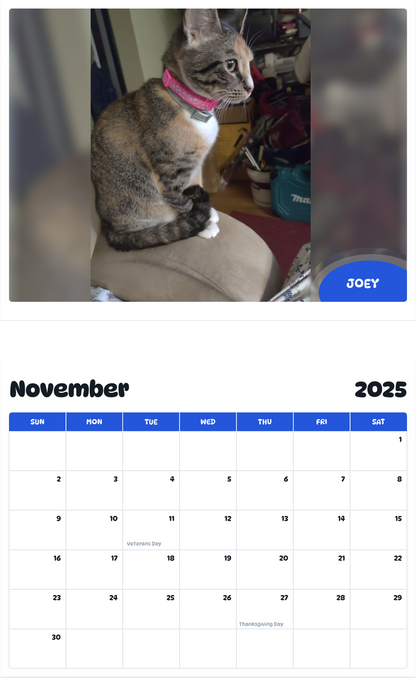 July 2025 - June 2026 Joey - Pawidols Pet Calendar