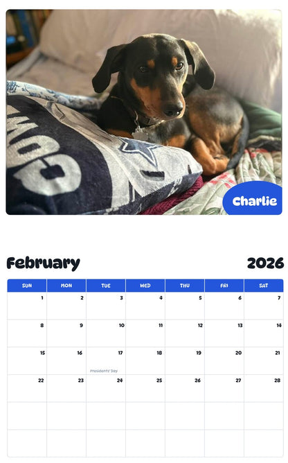 October 2025 - September 2026 Charlie - Pawidols Pet Calendar