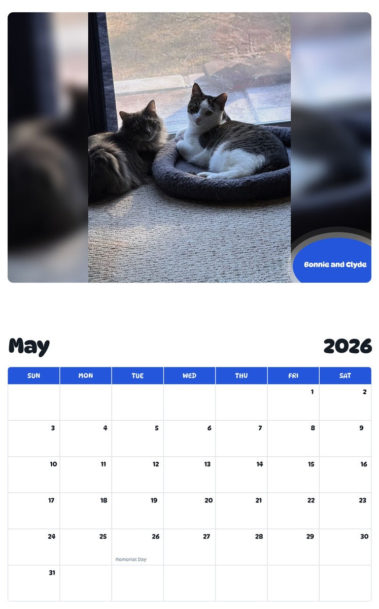 2026 - 2027 Bonnie and Clyde - Pawidols Pet Calendar