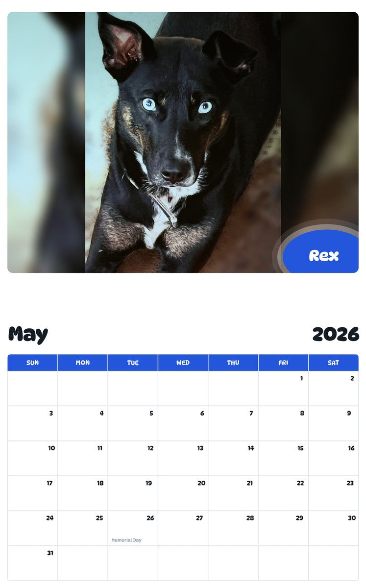 2026 - 2027 Rex - Pawidols Pet Calendar