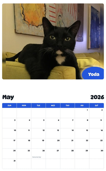 2026 - 2027 Yoda - Pawidols Pet Calendar