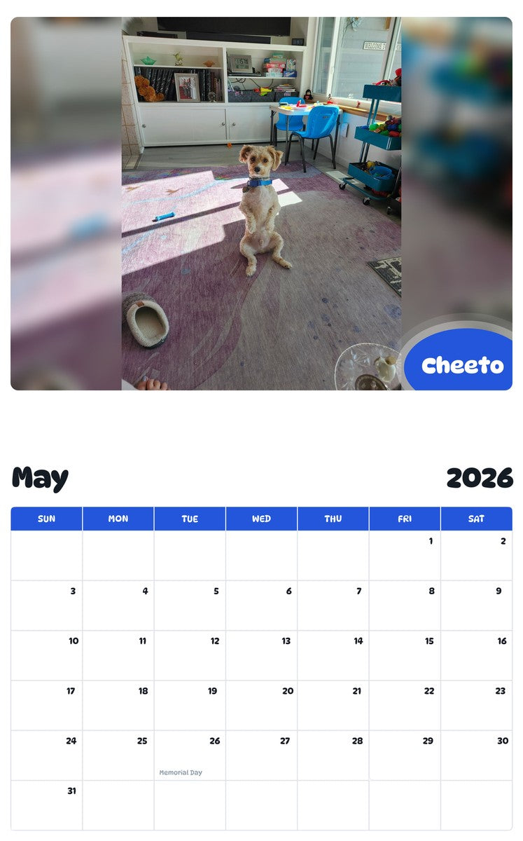 2026 - 2027 Cheeto - Pawidols Pet Calendar