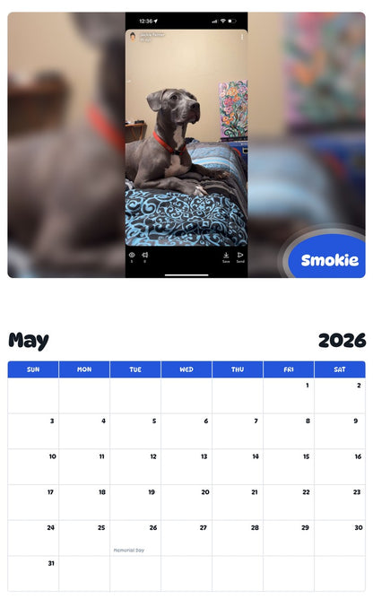 2026 - 2027 Smokie - Pawidols Pet Calendar