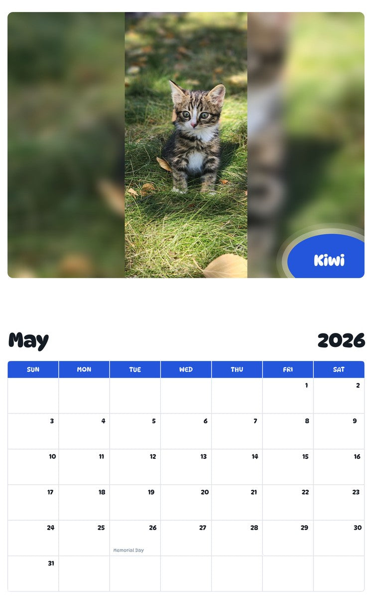 2026 - 2027 Kiwi - Pawidols Pet Calendar
