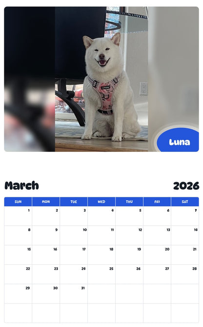 November 2025 - October 2026 Luna - Pawidols Pet Calendar