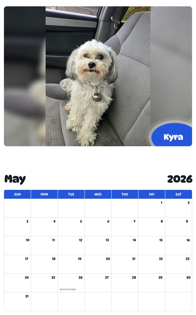 2026 - 2027 Kyra - Pawidols Pet Calendar