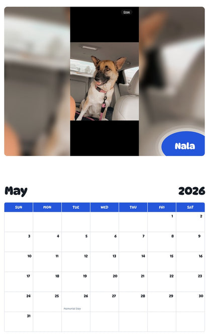 2026 - 2027 Nala - Pawidols Pet Calendar