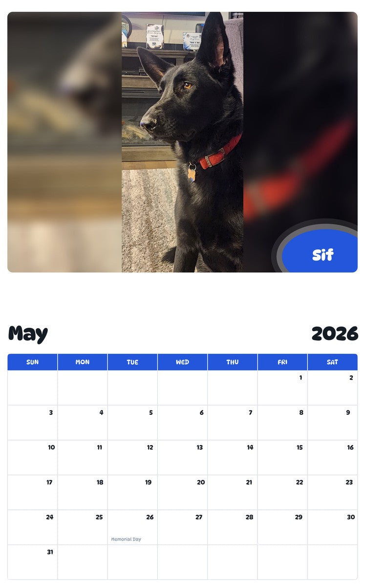 2026 - 2027 Sif - Pawidols Pet Calendar