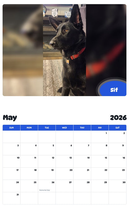 2026 - 2027 Sif - Pawidols Pet Calendar