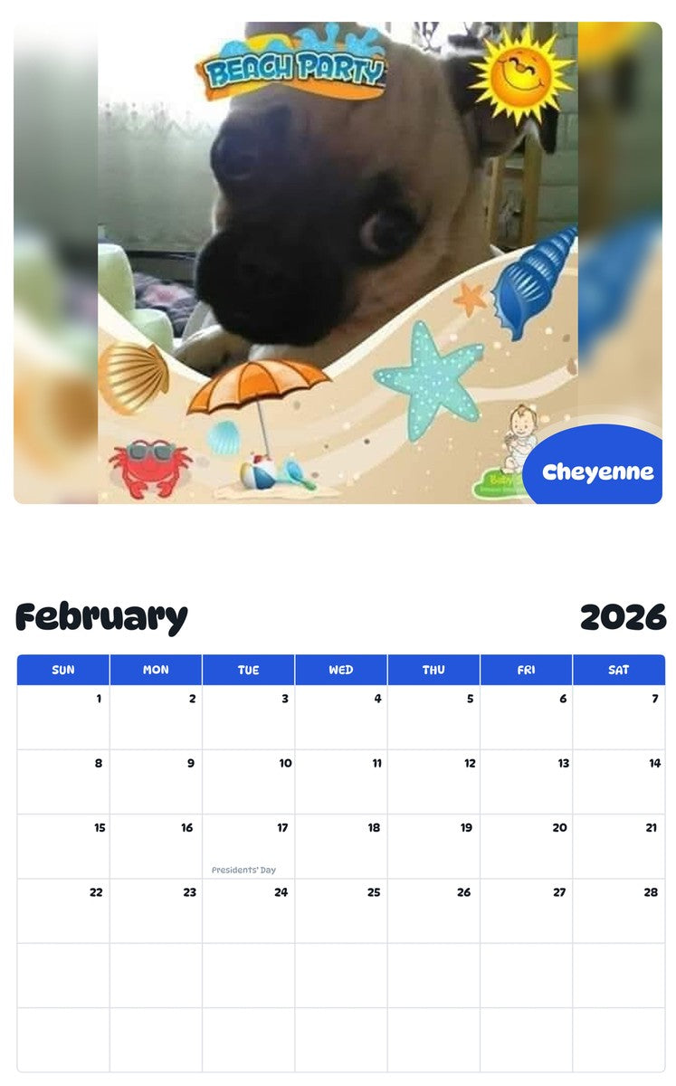 October 2025 - September 2026 Cheyenne - Pawidols Pet Calendar