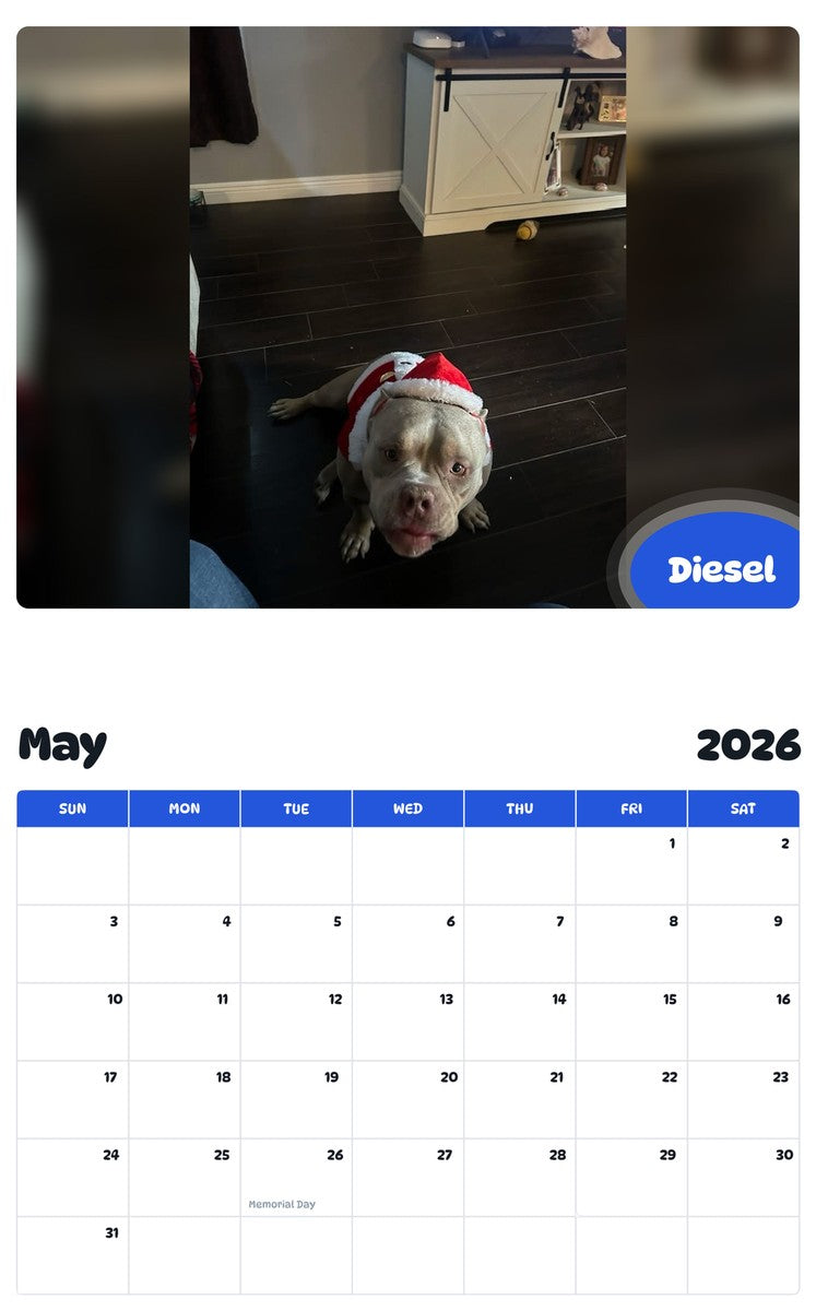 2026 - 2027 Diesel - Pawidols Pet Calendar