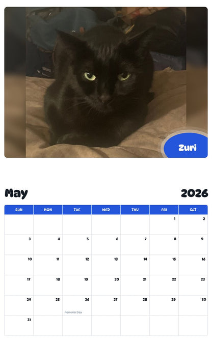2026 - 2027 Zuri - Pawidols Pet Calendar