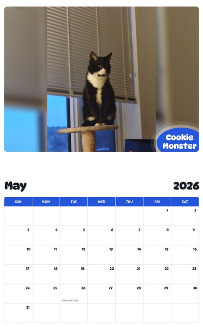 2026 - 2027 Cookie Monster - Pawidols Pet Calendar