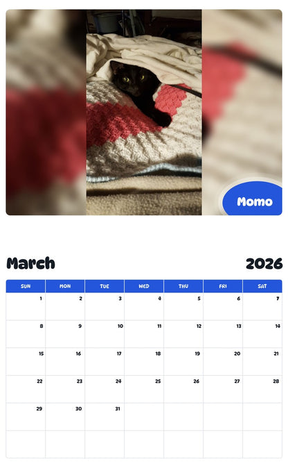 November 2025 - October 2026 Momo - Pawidols Pet Calendar