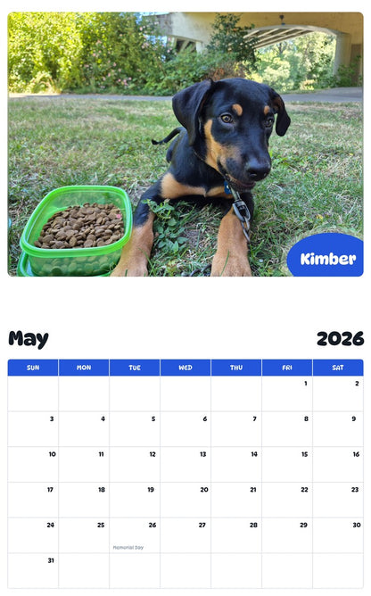 2026 - 2027 Kimber - Pawidols Pet Calendar
