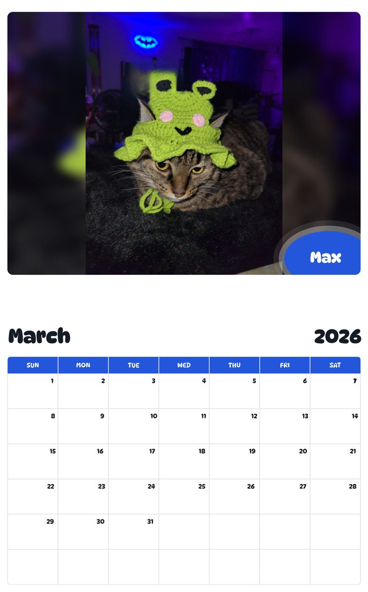 November 2025 - October 2026 Max - Pawidols Pet Calendar