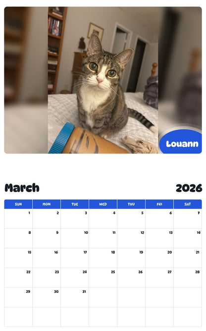 November 2025 - October 2026 Louann - Pawidols Pet Calendar