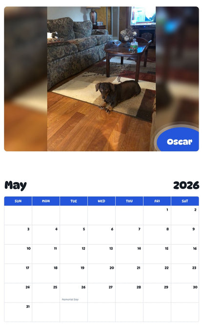 2026 - 2027 Oscar - Pawidols Pet Calendar