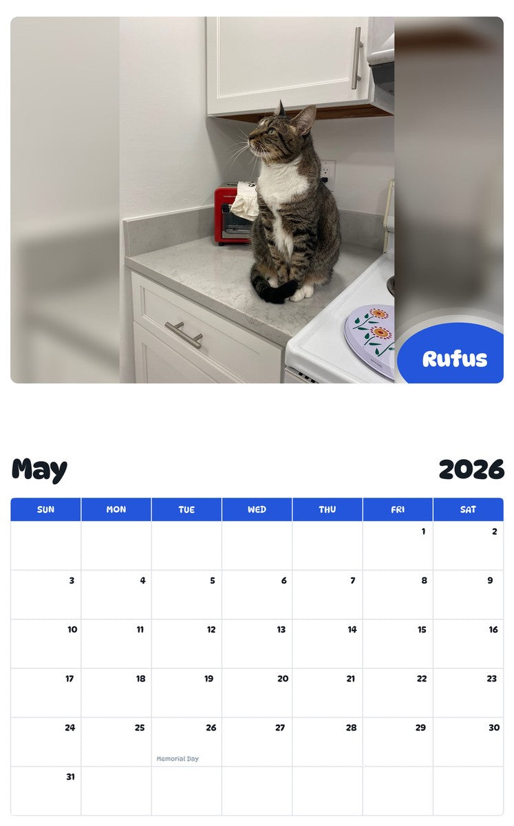 2026 - 2027 Rufus - Pawidols Pet Calendar