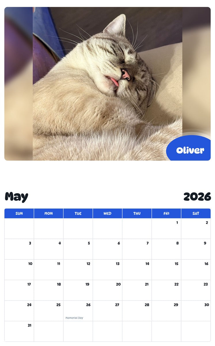 2026 - 2027 Oliver - Pawidols Pet Calendar