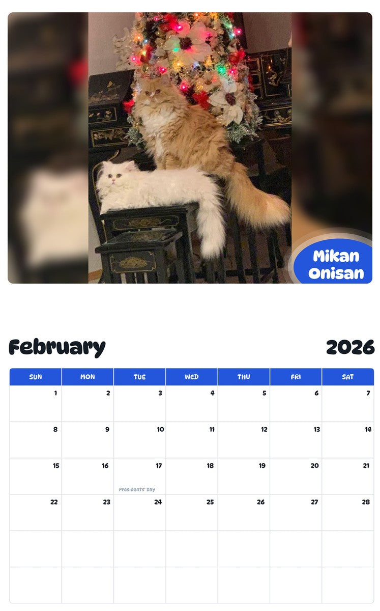 October 2025 - September 2026 Mikan Onisan - Pawidols Pet Calendar