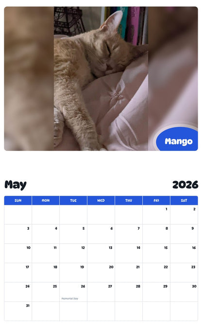 2026 - 2027 Mango - Pawidols Pet Calendar