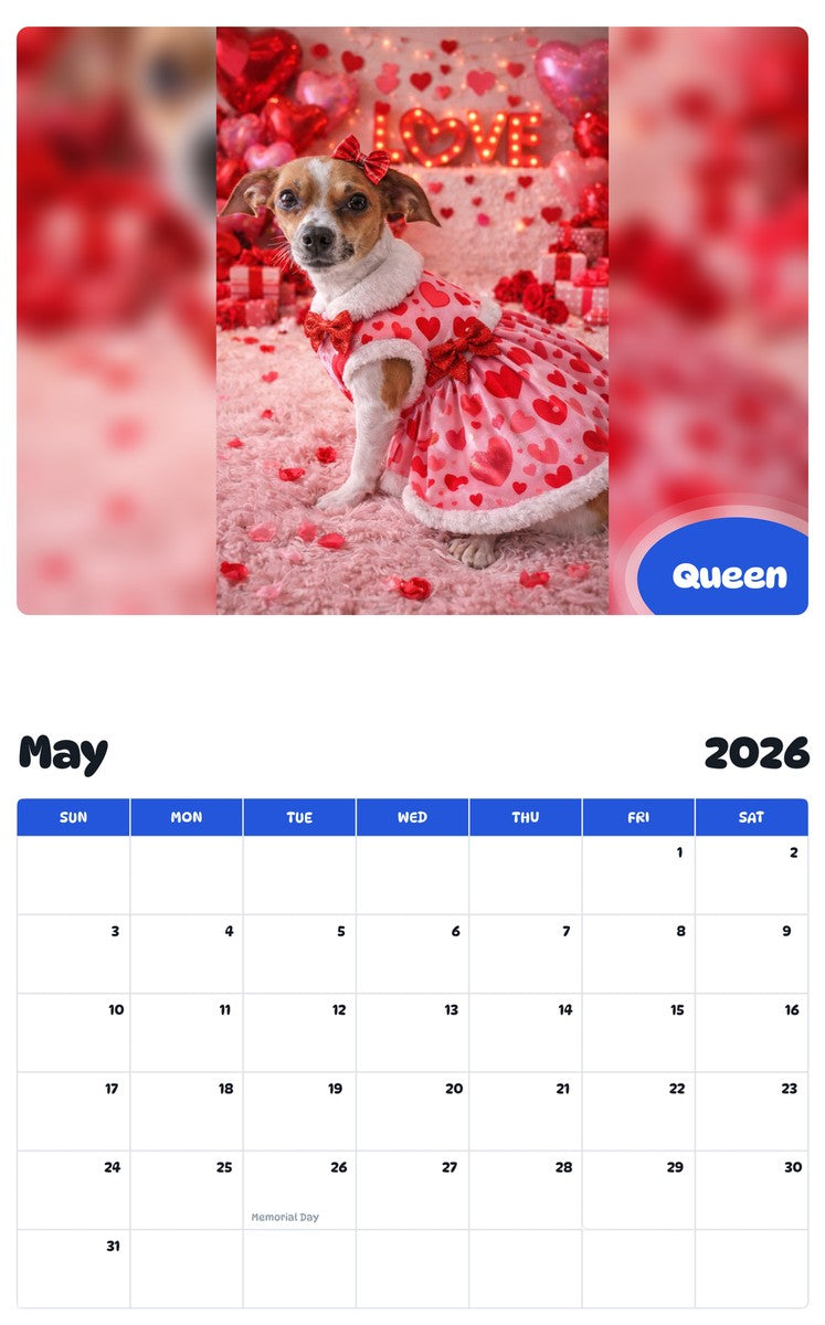 2026 - 2027 Queen - Pawidols Pet Calendar