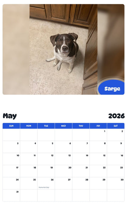 2026 - 2027 Sarge - Pawidols Pet Calendar