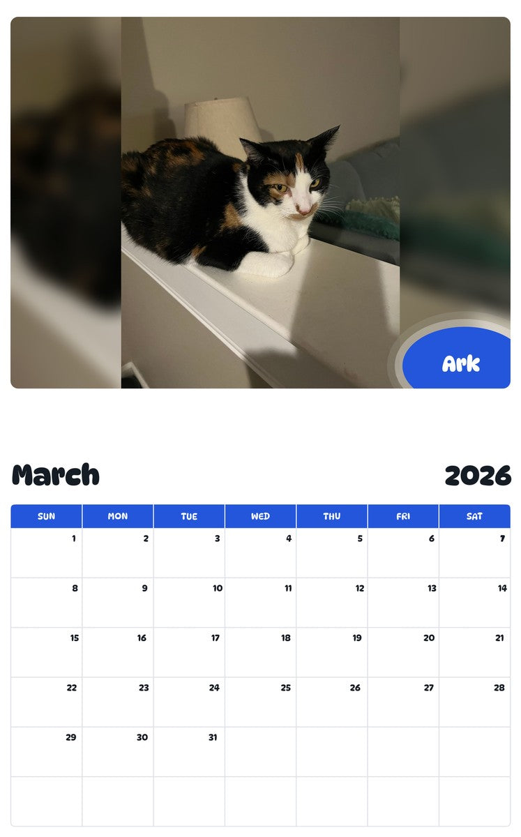 November 2025 - October 2026 Ark - Pawidols Pet Calendar
