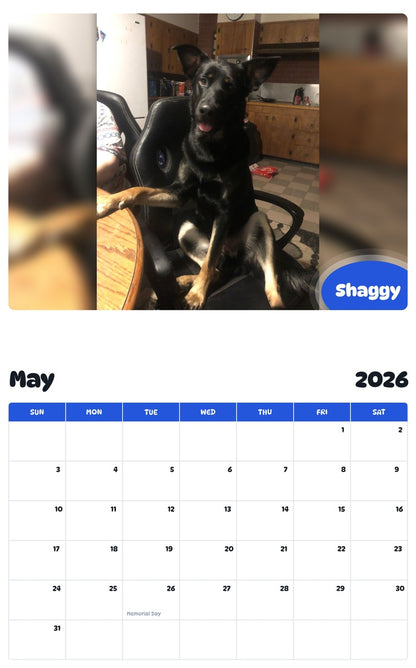 2026 - 2027 Shaggy - Pawidols Pet Calendar