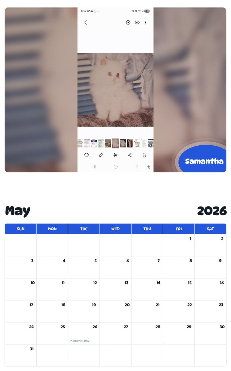 2026 - 2027 Samantha - Pawidols Pet Calendar