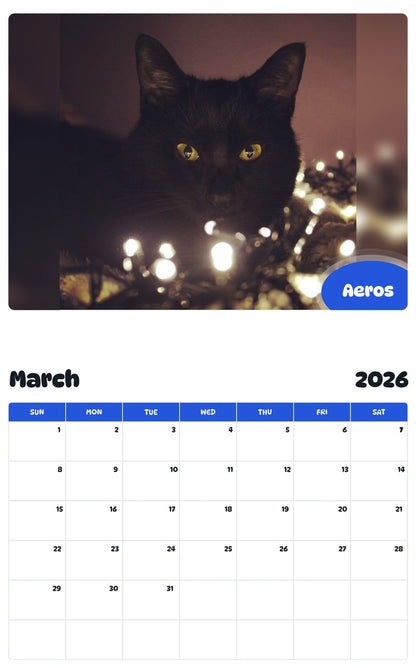 November 2025 - October 2026 Aeros - Pawidols Pet Calendar