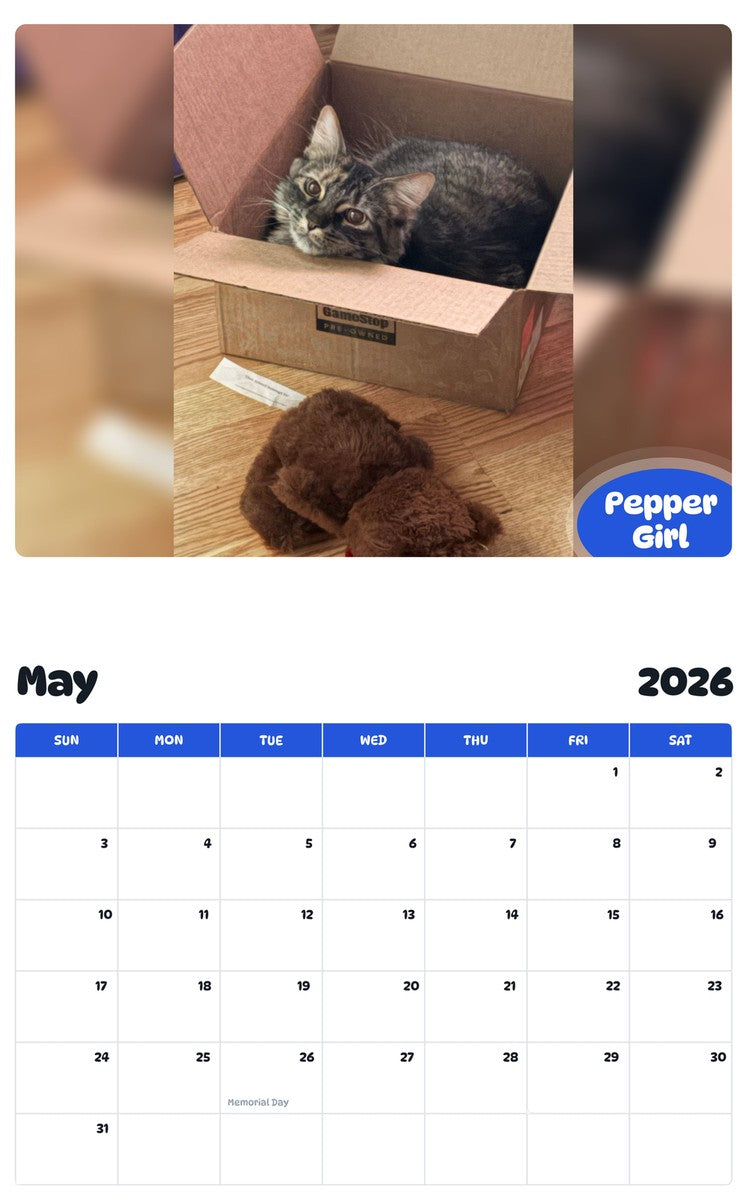 2026 - 2027 Pepper Girl - Pawidols Pet Calendar