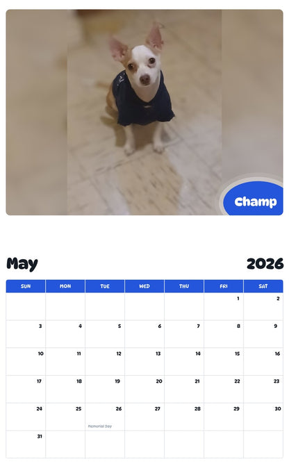2026 - 2027 Champ - Pawidols Pet Calendar