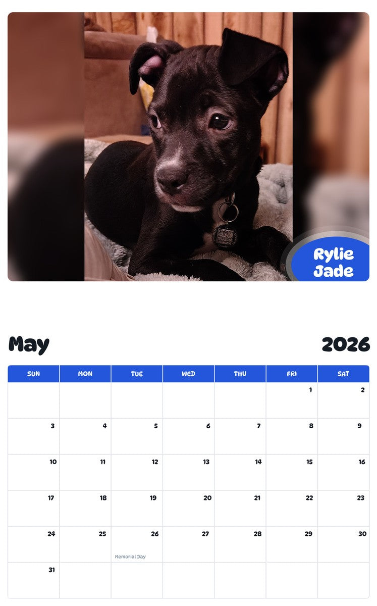 2026 - 2027 Rylie Jade - Pawidols Pet Calendar