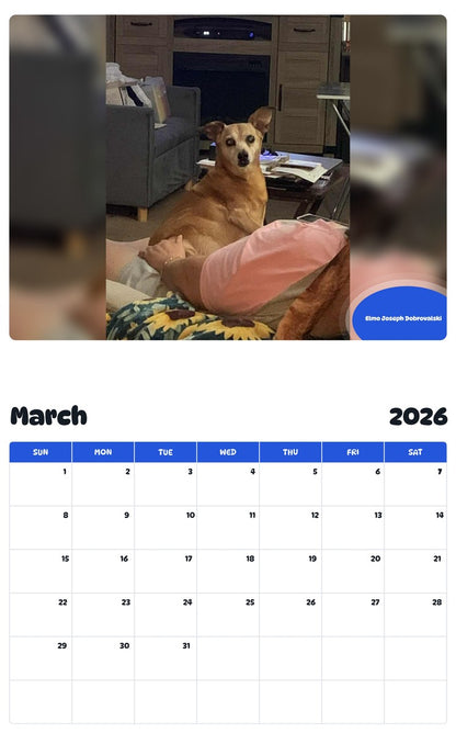 November 2025 - October 2026 Elmo Joseph Dobrovalski - Pawidols Pet Calendar