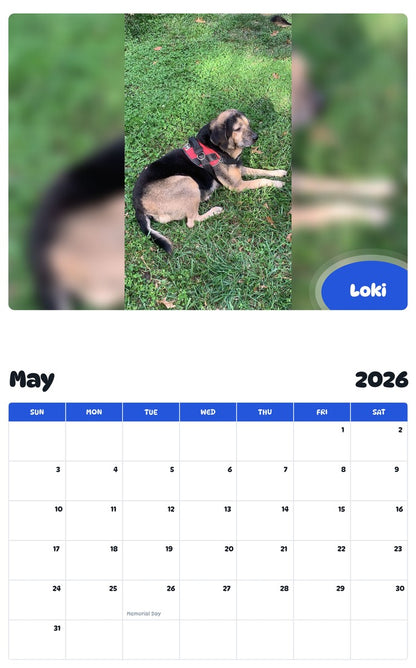 2026 - 2027 Loki - Pawidols Pet Calendar