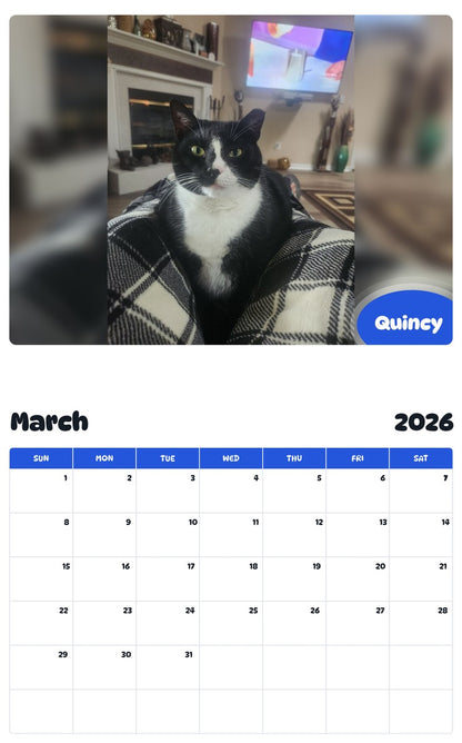 November 2025 - October 2026 Quincy - Pawidols Pet Calendar