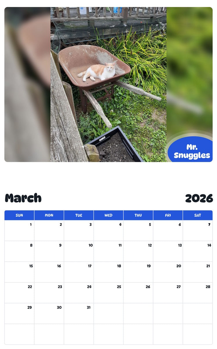 November 2025 - October 2026 Mr. Snuggles - Pawidols Pet Calendar