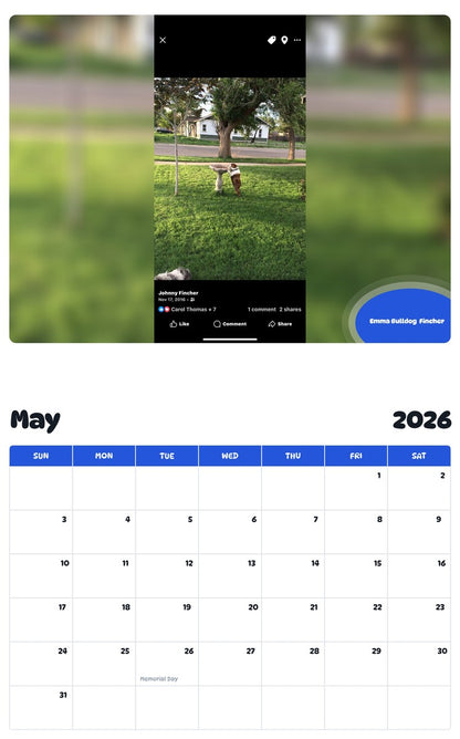 2026 - 2027 Emma Bulldog  Fincher - Pawidols Pet Calendar