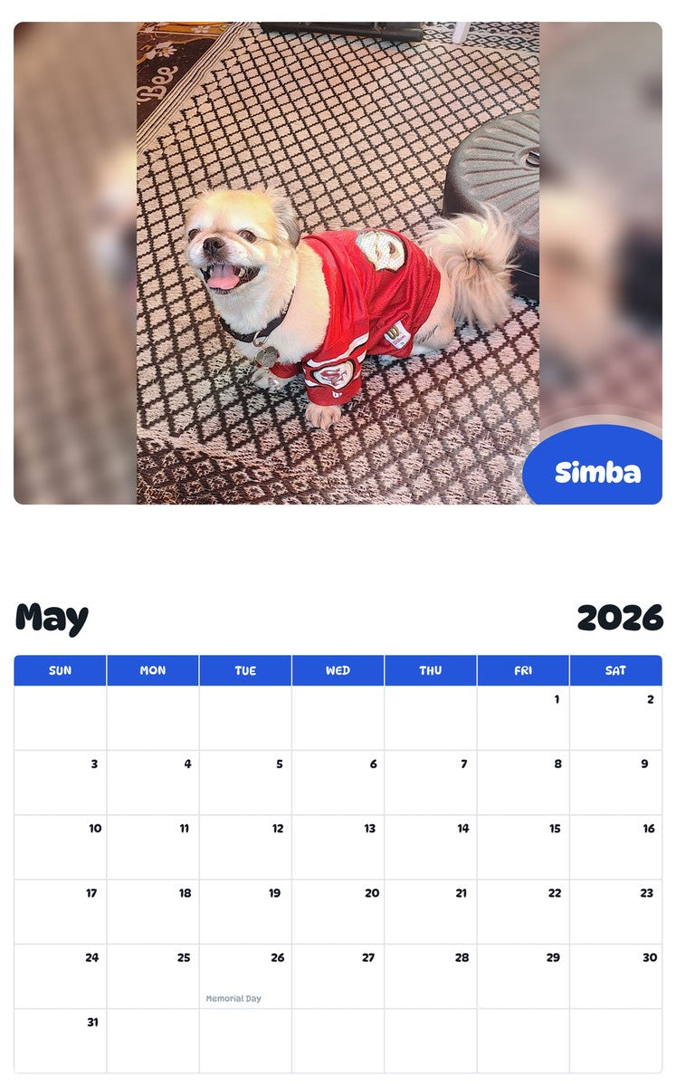 2026 - 2027 Simba - Pawidols Pet Calendar