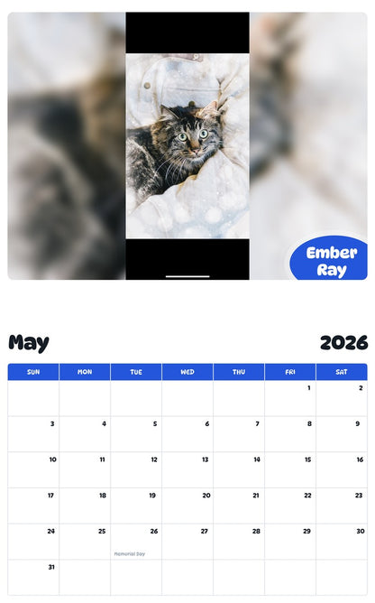 2026 - 2027 Ember Ray - Pawidols Pet Calendar