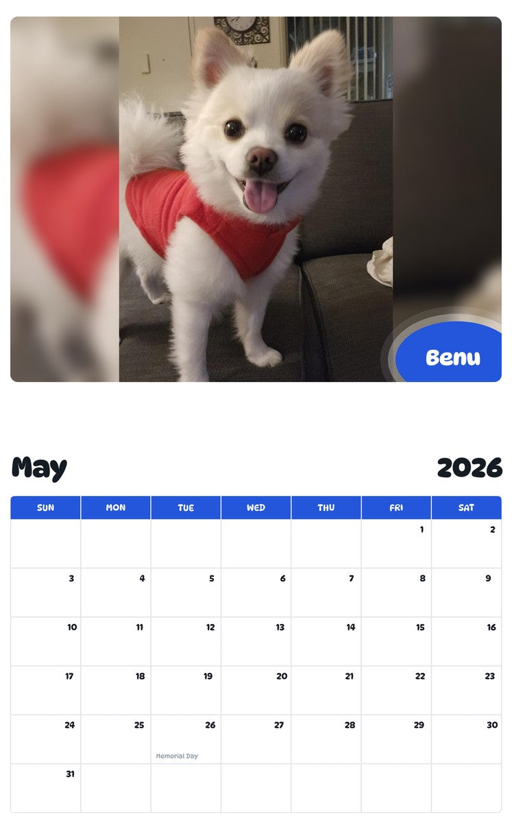 2026 - 2027 Benu - Pawidols Pet Calendar
