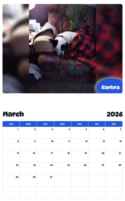 November 2025 - October 2026 Barbra - Pawidols Pet Calendar