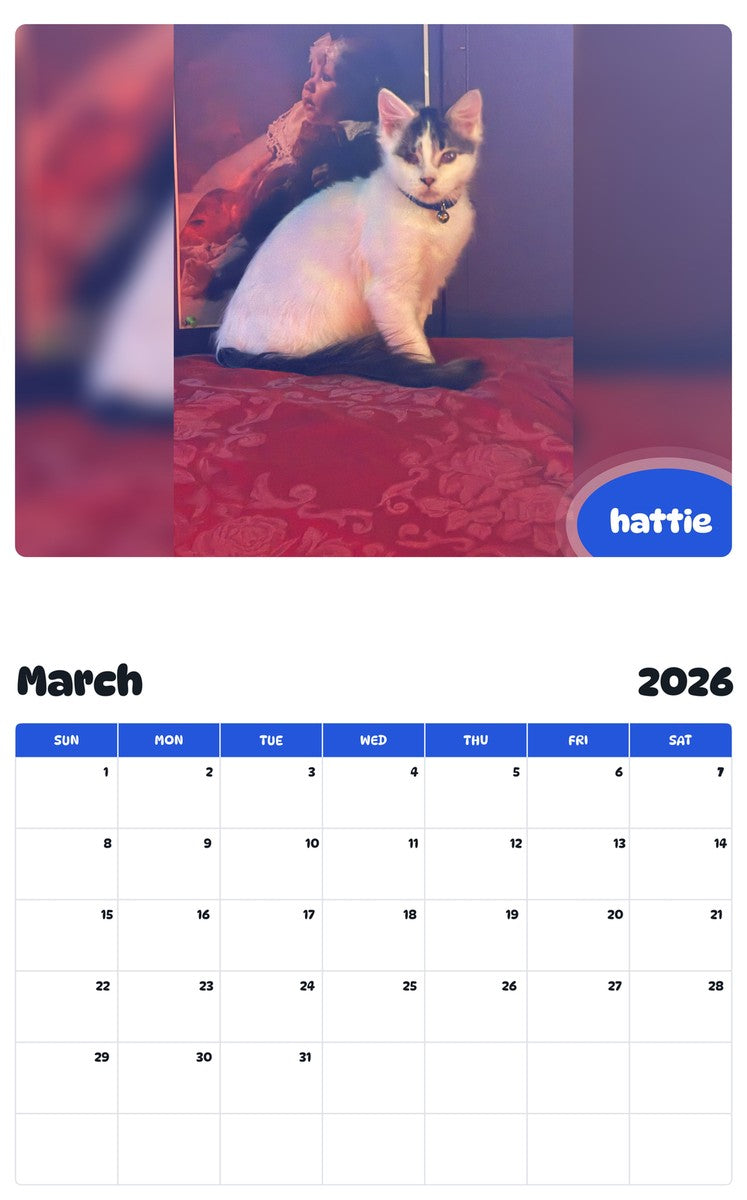 November 2025 - October 2026 hattie - Pawidols Pet Calendar